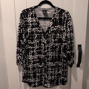 George Women's Black & White Modern Patterned Blouse Relaxed Fit & Breathable 2X